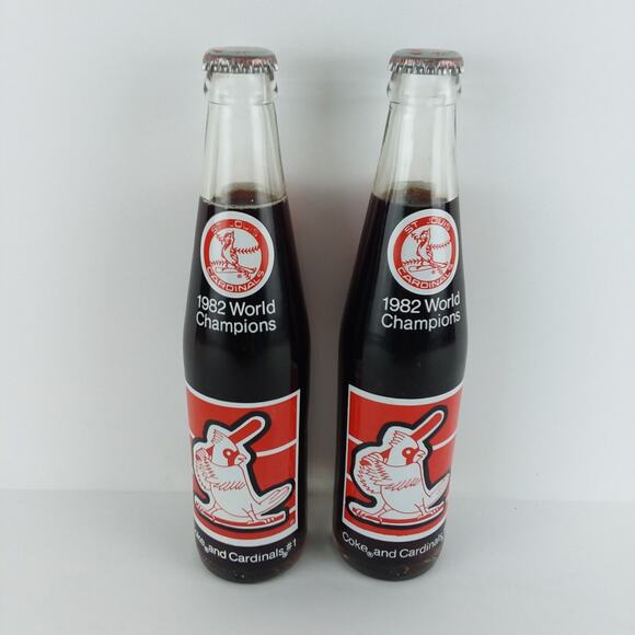 2 VINTAGE St. Louis Cardinals 1982 World Series Champions Coca-Cola Bottles - Picture 2 of 6